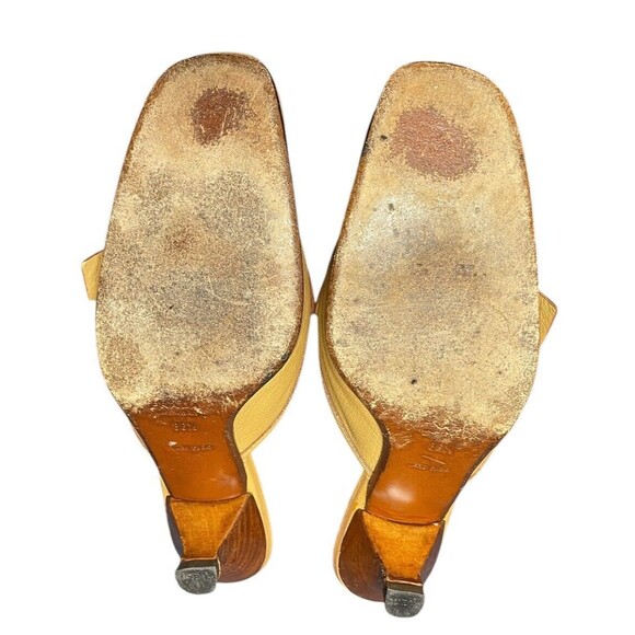 Vintage PRADA 2000’s Tan Pumps Kitten Heels Mules Size 36.5 Y2k Buckle - Picture 12 of 16